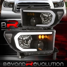 For 2007-2013 Tundra Sequoia LED DRL Head Lights Assembly Signal Lamp Set Black
