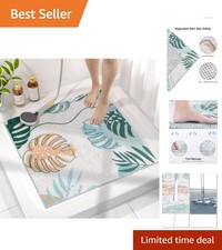 Stylish Green 24x24 Shower Mat - Soft Non-Slip Bath Mat with Quick Drain
