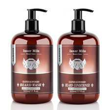 Beard Wash  Conditioner Set for Men - 17 Oz Shampoo with Biotin, Argan  Jojoba