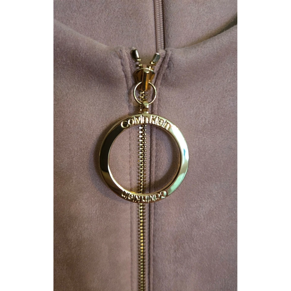 Vestido Calvin Klein Sin Mangas Imitación Gamuza Funda Dorado Cremallera Talla 12 Nuevo con Etiquetas $134 Foto 3 de 4