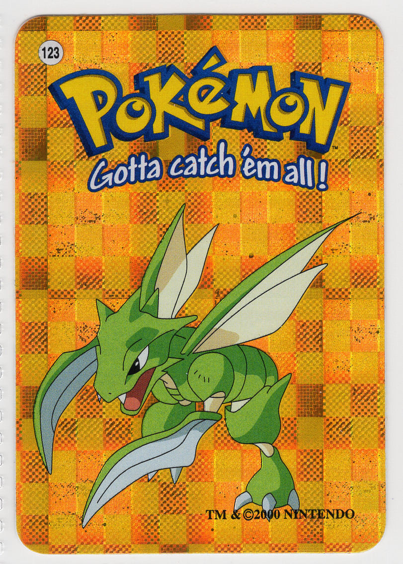 Scyther #123 - Vintage Vending Machine Prism Sticker 2000 Nintendo Pokemon Card