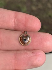 9ct Gold Sapphire Heart Victorian Charm Pendant 0.4 Grams