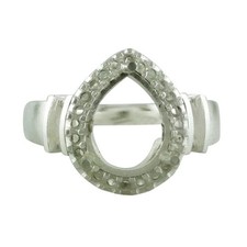 925 Sterling Silver 10x12mm Pear Semi Mount Halo Ring For Wedding Ring