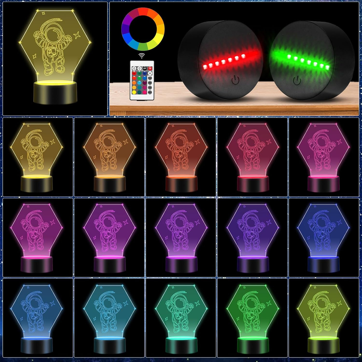 Set 10 Basi Lampada LED 3D RGB Telecomando Smart Touch - 3