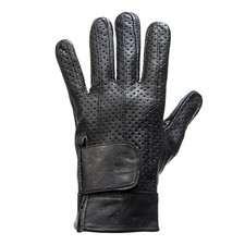 MENS MOTORCYCLE BIKER FULL FINGER LEATHER GLOVES w/ AIR VENTS GEL PALM - DC43
