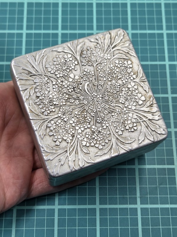Vintage Tin Aluminum LOV-LOR Face Powder Box 1921 Rene Lalique Cheramy New York