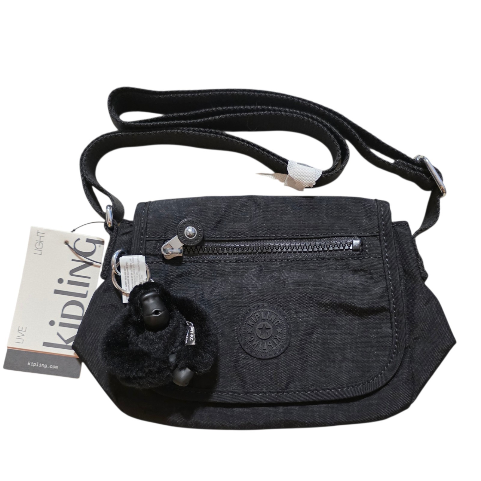 Kipling: Live Light, Sabian Black/Noir Crossbody Bag/Purse w/ Adriaan Key Chain