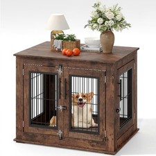 Heavy-Duty Dog Crate Furniture with Double Doors, Modern Dog Cage for Small M...