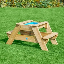 Garden Wooden Picnic Table Sandpit Outdoor Removable Tabletop Lid Splash Tub Toy