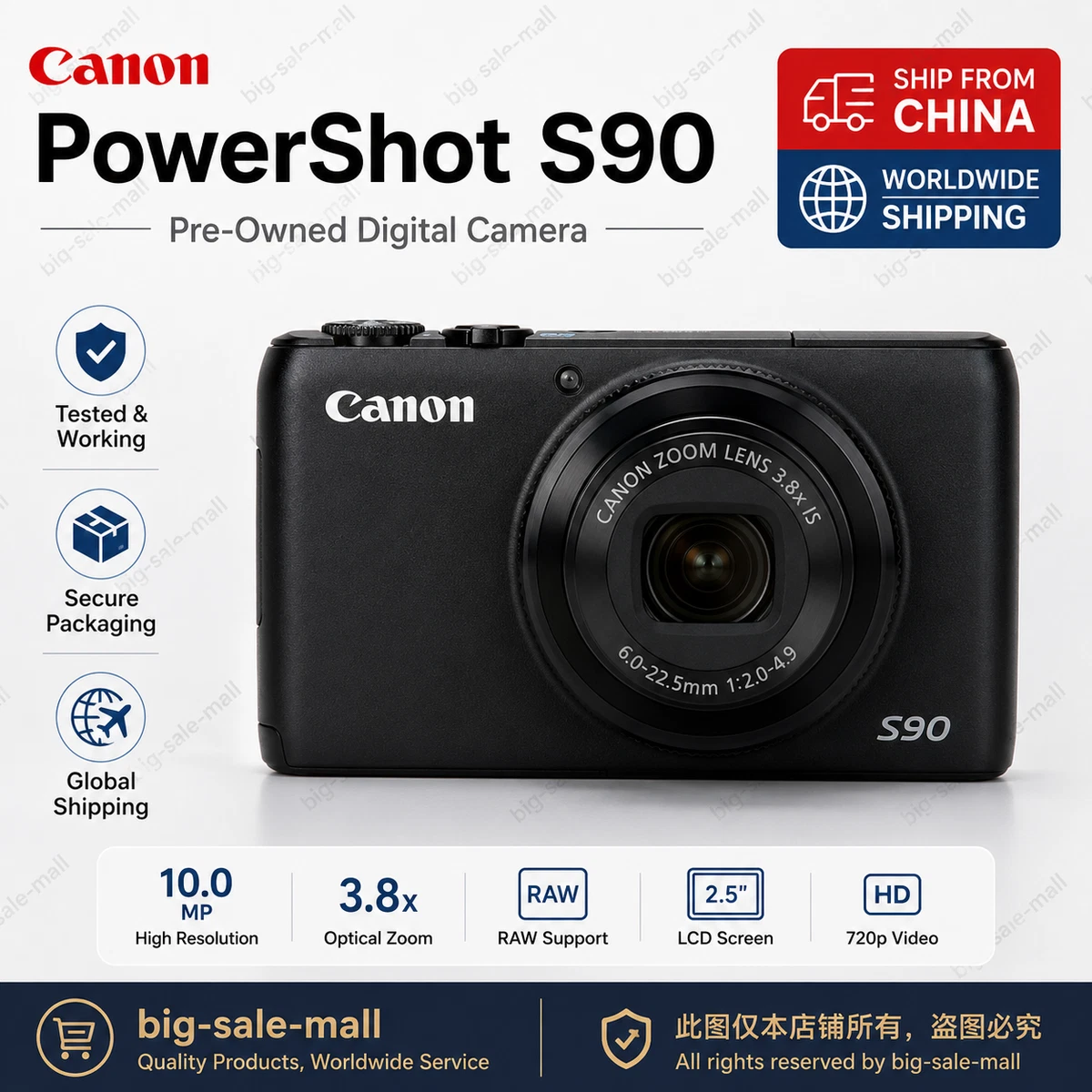 Preços baixos em Câmeras digitais Canon PowerShot S90 | eBay
