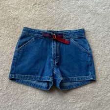 TOMMY HILFIGER DENIM SHORTS, GIRLS 12, LOGO BELT, 4 POCKETSZIP FLY, BUTTON WAIST