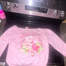 Strawberry Shortcake Pink Graphic Print Crewneck Pullover Sweatshirt Women M