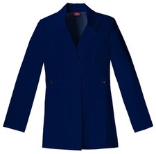 Dickies Women's Scrubs Junior Fit Contrast Stitch Lab Coat, Navy, Size: S