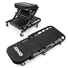 2-In-1 Foldable Garage Creeper Shop Seat, 300LBS Capacity Automotive Mechanic Re