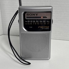 Sony Portable FM/AM Radio ICF-S10MK2 Pocket Silver Tested Works Vintage transist