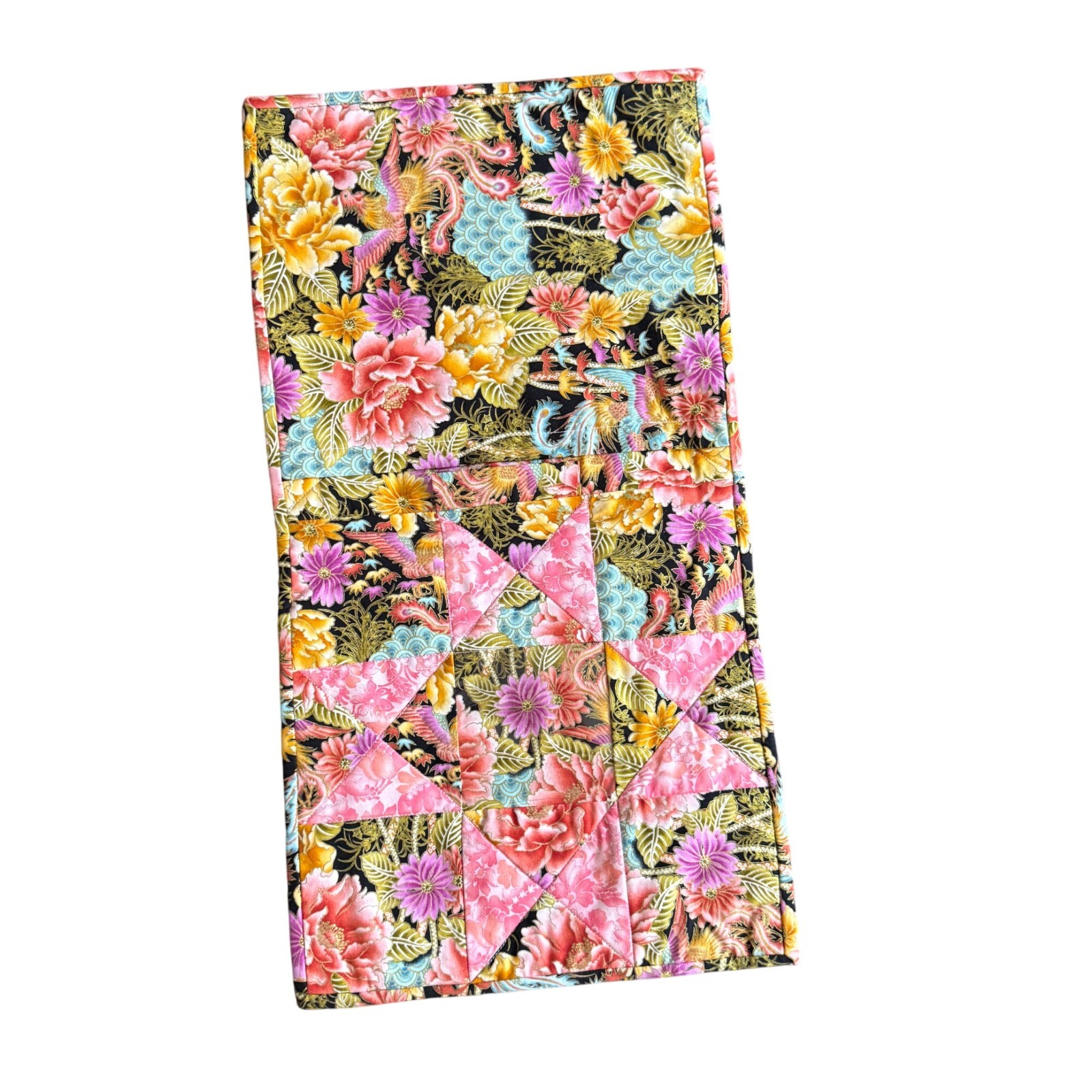 Patchwork Floral Quilted Foldover Case with Pocket - image 1