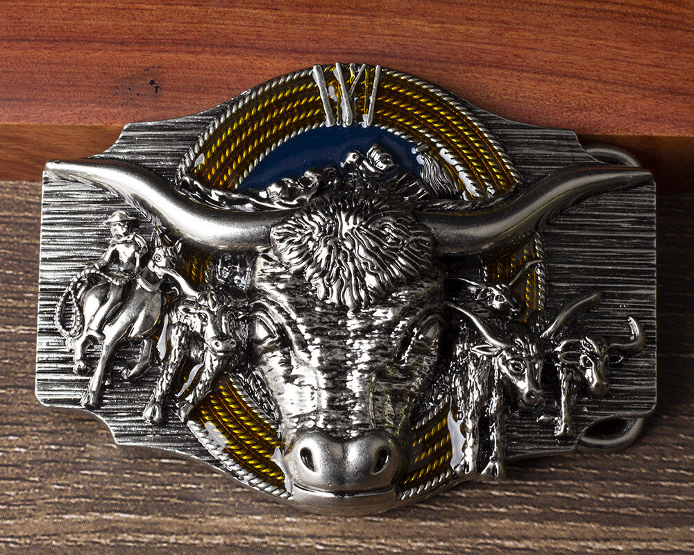Western Belt Buckle for Men & Women Cowboy Rodeo Vintage Style Wear Bull Roping