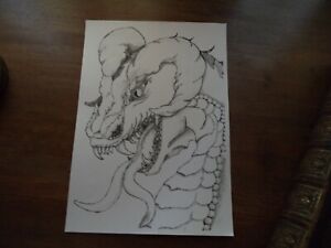 Dragon Head Drawing Original Art Print Ebay