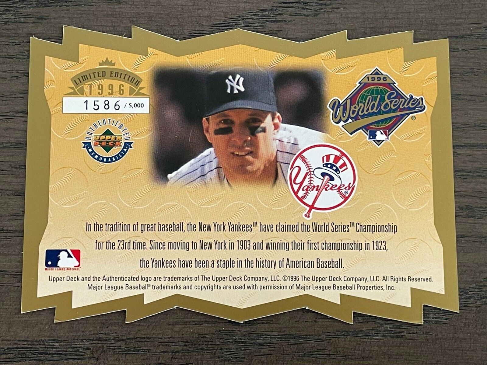 1996 Upper Deck New York Yankees World Series Champions Gold Jumbo Card  /5000 | eBay