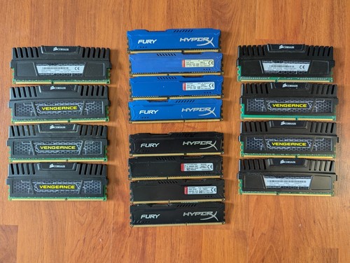 Lot of 4 - 16GB Kits (4x4GB) DDR3 RAM Desktop PC - 1600MHz CL10 and CL9 - Tested