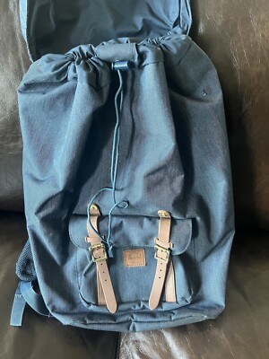 aidonger unisex vintage canvas backpack laptop backpack Metallic Gray Canvas & Brown Leather Compact Backpack | In stock!