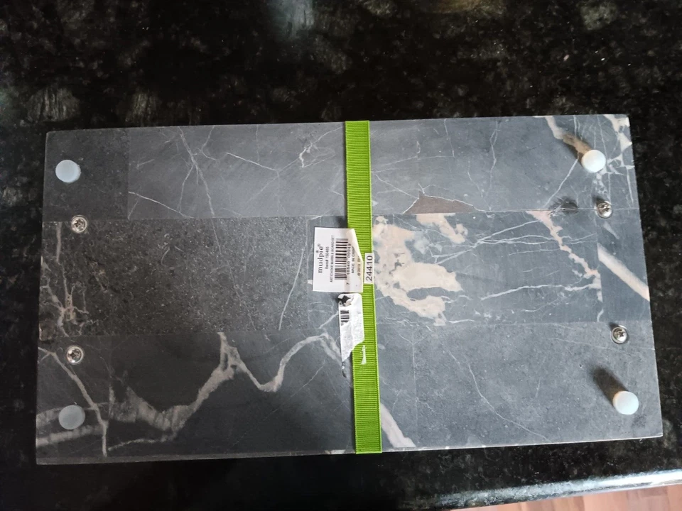 Mud Pie Marble Charcuterie cheese Board 2/ silver handles, spreader, napkins NEW - Image 4 of 4