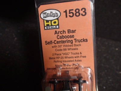 HO KADEE 1583 ARCH BAR CABOOSE TRUCKS 33'' RIBBED BACK WHEELS 