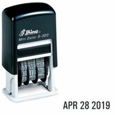 Shiny Self Inking Rubber Date Stamp S-300  Mini Line Dater - 5 COLORS