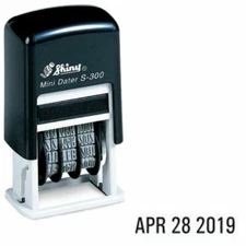 Shiny Self Inking Rubber Date Stamp S-300 | Mini Line Dater - 5 COLORS