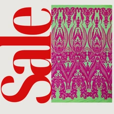 Damask Design Sequins Embroider 4 Way Stretch Mesh Fabric By Yard