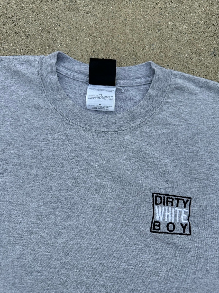 Vintage 90s 00s Dirty White Boy Embroidered Logo T-Shirt Size XL