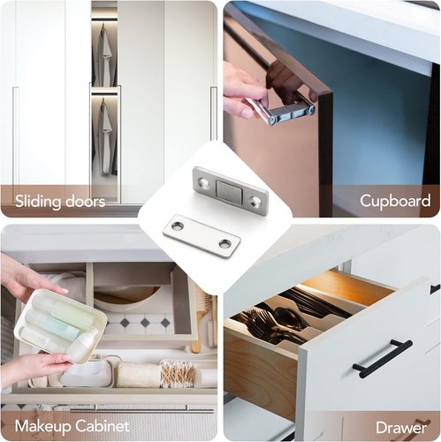 4PCS Strong Magnetic Door Closer Cabinet Catch Latch Cupboard Ultra Thin Closure - Picture 7 of 8