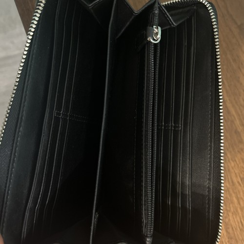 Vintage Coach Zoe Double Buckle Black Leather And Material Zippered Wallet - Picture 3 of 5