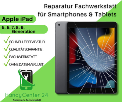 Apple iPad 5. 6. 7. 8. 9. Generation Display Frontglas Glas Reparatur Austausch 