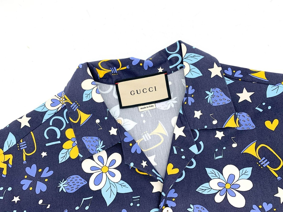 GUCCI Gucci Retro Flower Pony Cotton Bowling Shirt Short