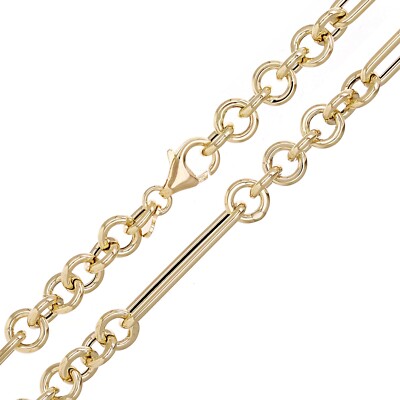 Italian 14k Yellow Gold Hollow Round & Paper Clip Link Necklace 18'' 12.2 grams