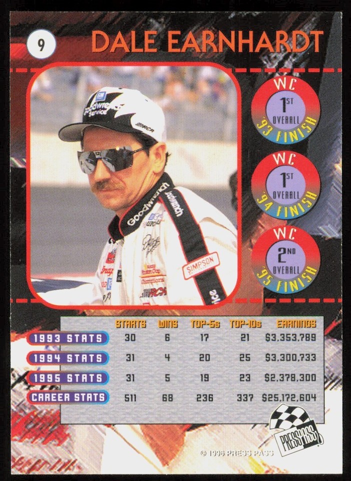 1996 Press Pass Dale Earnhardt Richard Childress Racing #9 | eBay