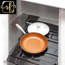 Nonstick 8 Inch Frying Pan Frying Pan with Lid with Ceramic Titanium Coating, Co