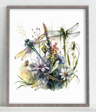 Dragonfly Art Print, Colorful Dragonfly Wall Art Decor Print, Nature Print 68