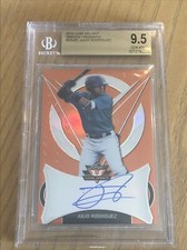 2019 leaf valiant julio rodriguez orange prismatic on card auto BGS 9.5 #24/35🔥