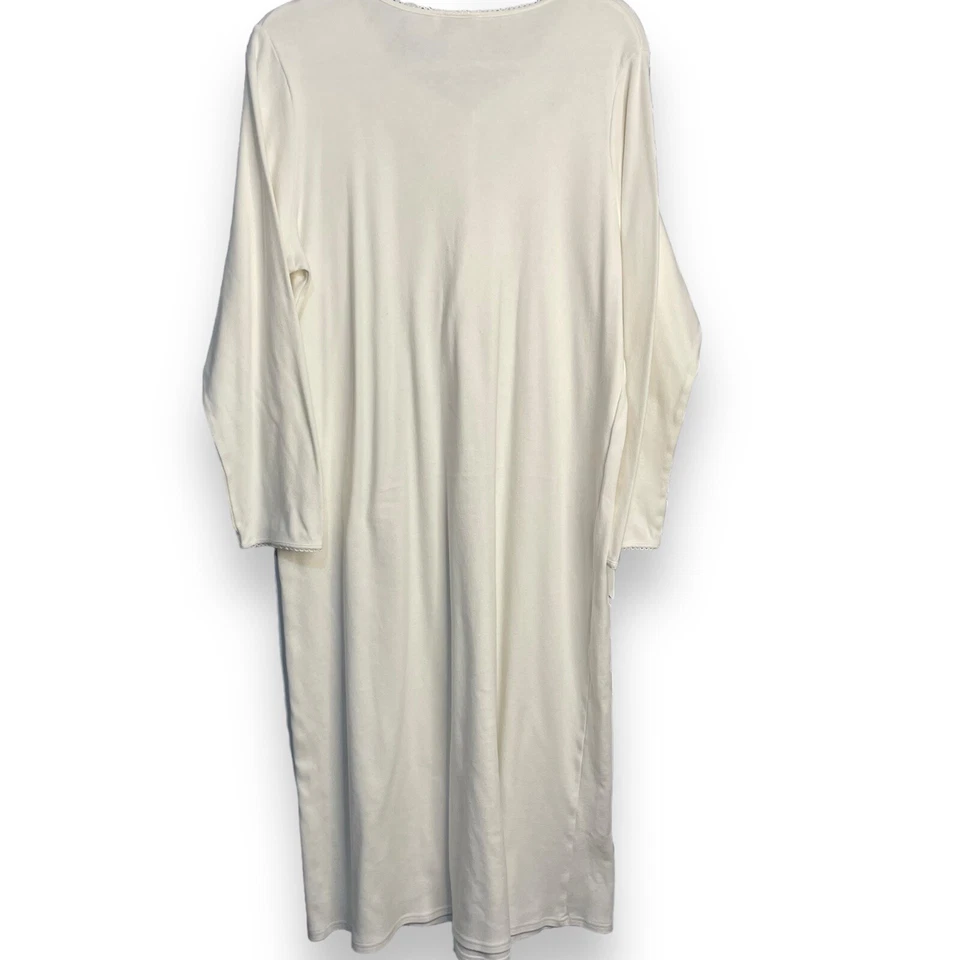 Shadowline Nightgown House Dress Women's Large Ivory Cream Floral Embroidered - Image 3 of 4