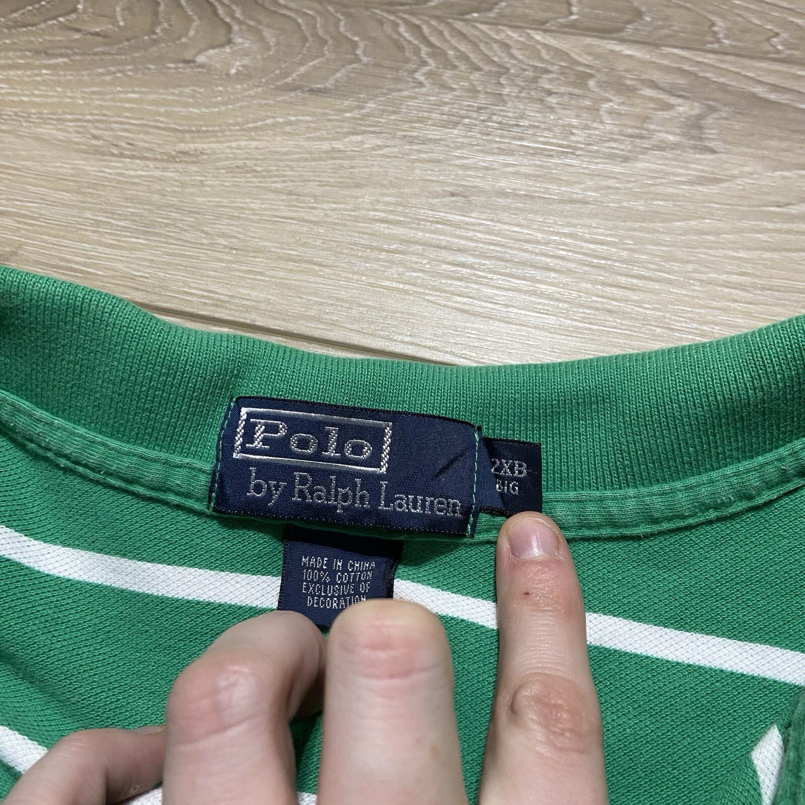 Polo Ralph Lauren Polo Shirt Mens 2XB Big Green Striped Cotton Short Sleeve thumbnail 2