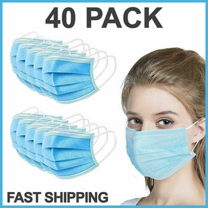 Download Free 40 Pcs Face Mask Medical Surgical Dental Disposable 3 Ply Earloop Mouth Cover Ebay PSD Mockup Template