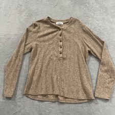 Gilli 1/4 Button Sweater Women  s Medium Brown Vintage Boho