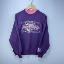 Vintage 90s Flowers Grandma Morning Sun Sweatshirt Made in USA Large