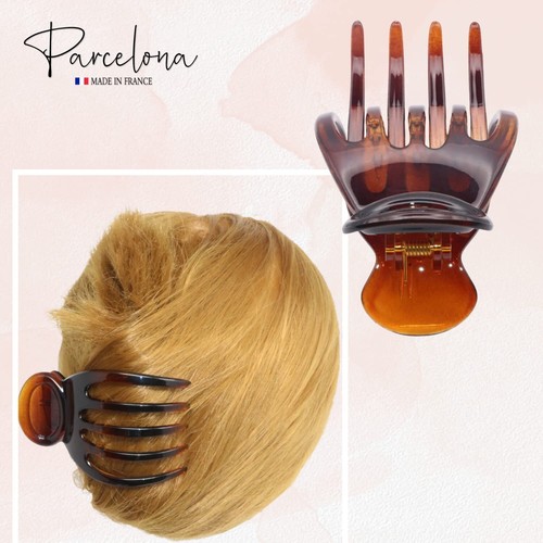 Parcelona French Basic Curved Paw Medium Celluloid Yoga Hair Claw for Women - Picture 7 of 29