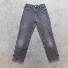 Vintage Rustler Jeans Kids 14 Black Denim USA Made 90s y2k Riding Cowboy STAIN