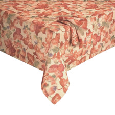 Thanksgiving Fabric Tablecloth Fall Leaves Harvest Autumn Easy Care 60x84"