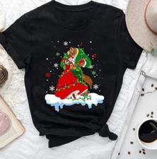 Beauty & The Beast Dancing In The Snow Merry Christmas 2025 Tshirt Women