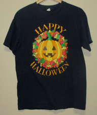 Happy Halloween Pumpkin AlStyle T-Shirt Size Large L Fall Leaves Spooky Scary